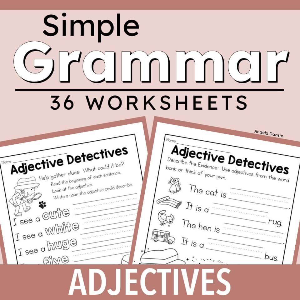 simple grammar 36 worksheets on adjectives for special education